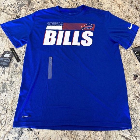 Men’s Buffalo Bills Nike Branded Dri-Fit T-Shirt - Blue Size Large - Picture 1 of 3